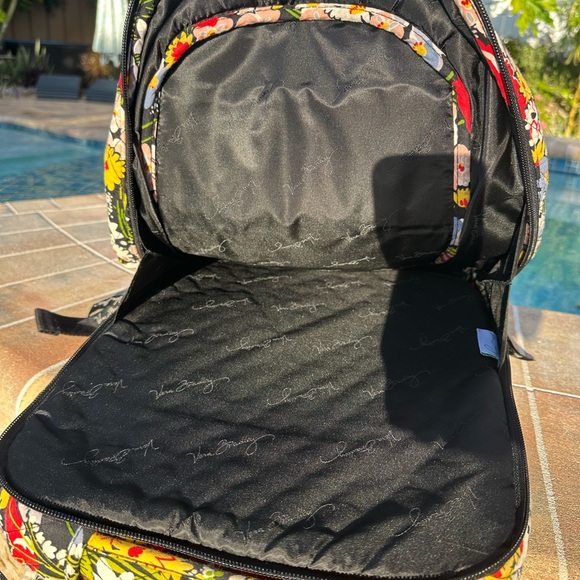 Vera Bradley Large Laptop Backpack Retired Poppy Field Floral Pattern - Picture 4 of 6